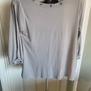 Belldini Light Gray Blouse with Button Accents